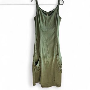 XCVI Pine Green Midi Utility Dress. Comfort. Boho. Festival. Crunchy